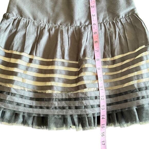 Free People Striped Tiered Tulle Mini Skirt Black Cream Lined Coquette Style 6 - Picture 8 of 10